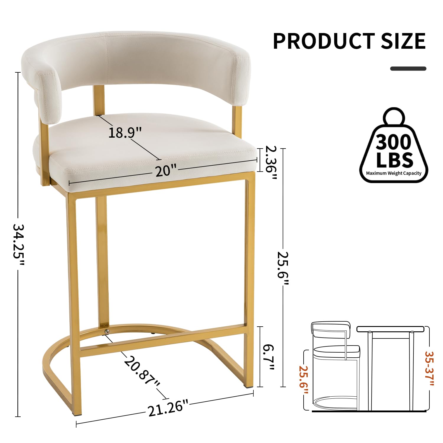 Home Bar Stools - Taburetes de Bar de Terciopelo Beige